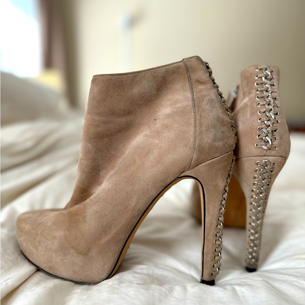 Vince Camuto Beige Suede Booties